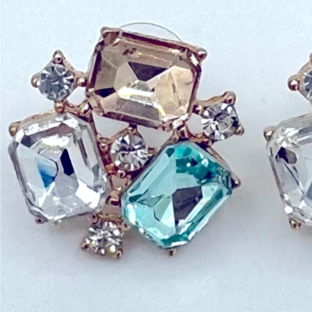 Multi-Color Stone Statement Earrings, NWT
